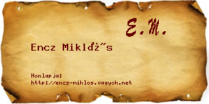 Encz Miklós névjegykártya