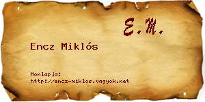Encz Miklós névjegykártya